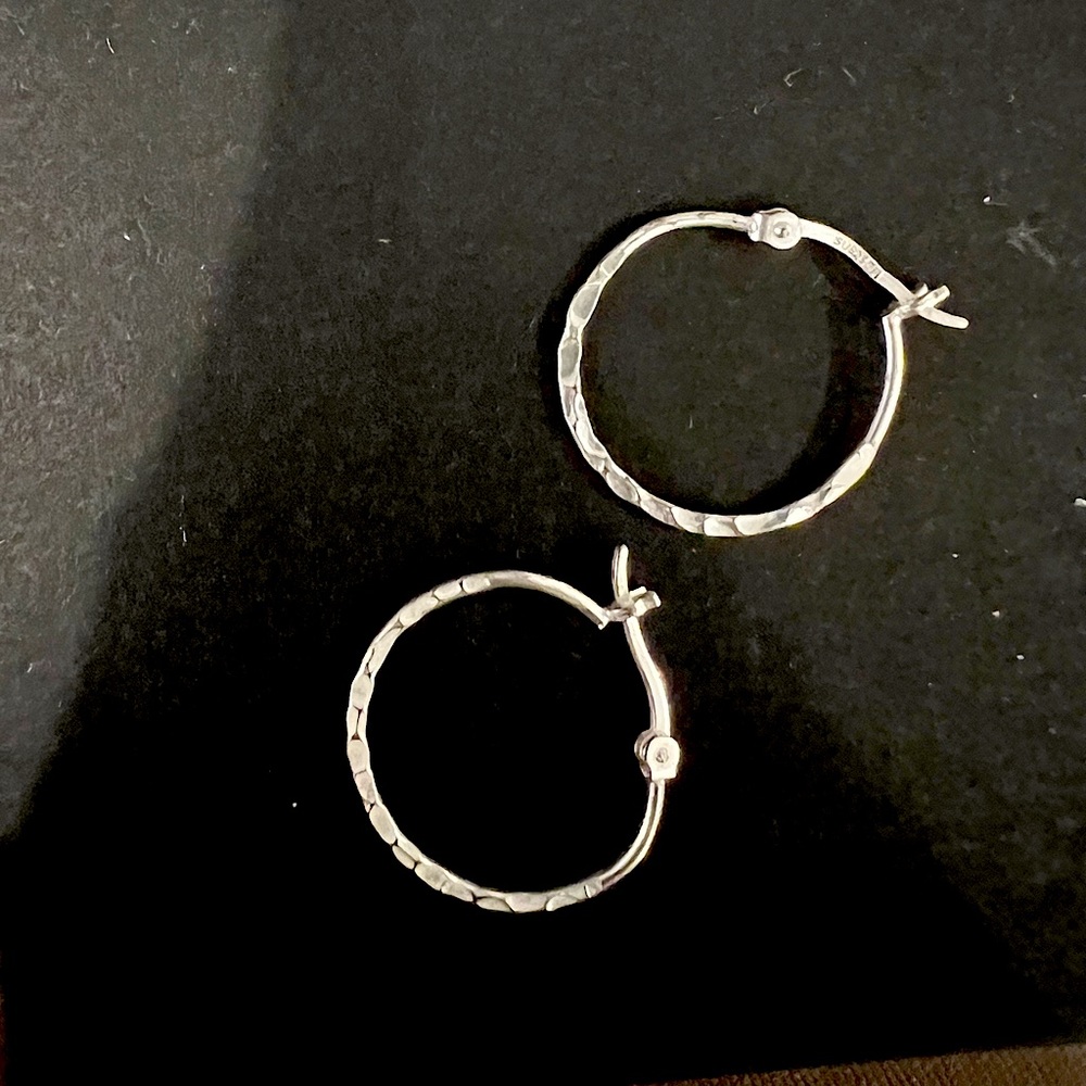 Hammered silver hoop earrings